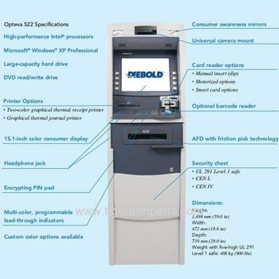 Diebold Opteva 522 लॉबी कैश डिस्पेंसर बैंक एटीएम ऑटोमैटिक कैसर मशीन