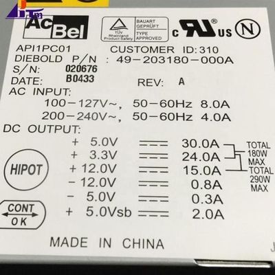 एटीएम मशीन पार्ट्स Diebold बिजली की आपूर्ति 300W 49203180000A